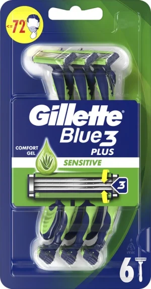 gillette blue 3 plus sensitive razors 6tmx