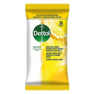 servetele umede dezinfectante dettol lemon 36 buc